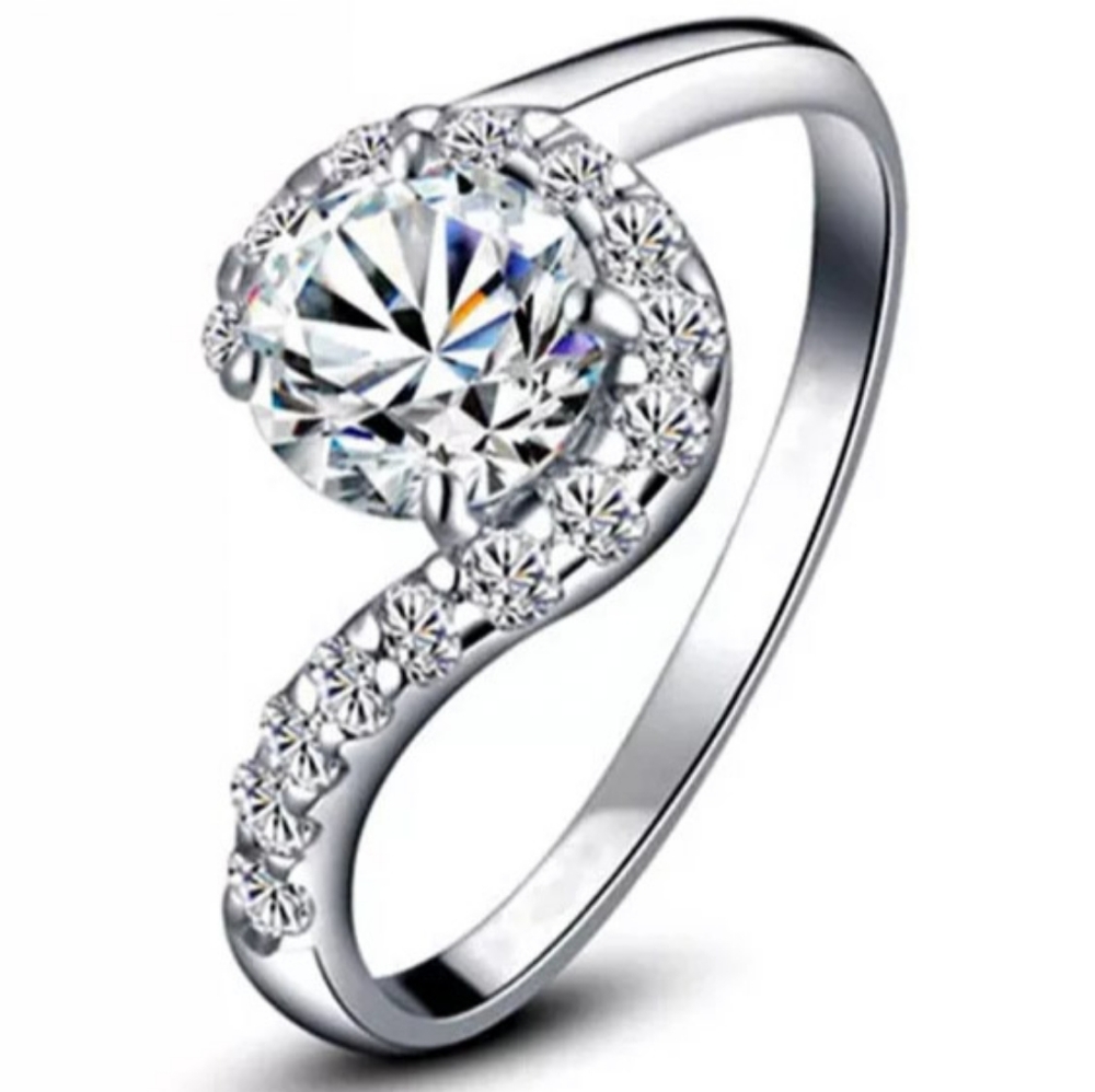 🎀925 Silver White Sapphire Spiral Ring - Picture 3 of 7